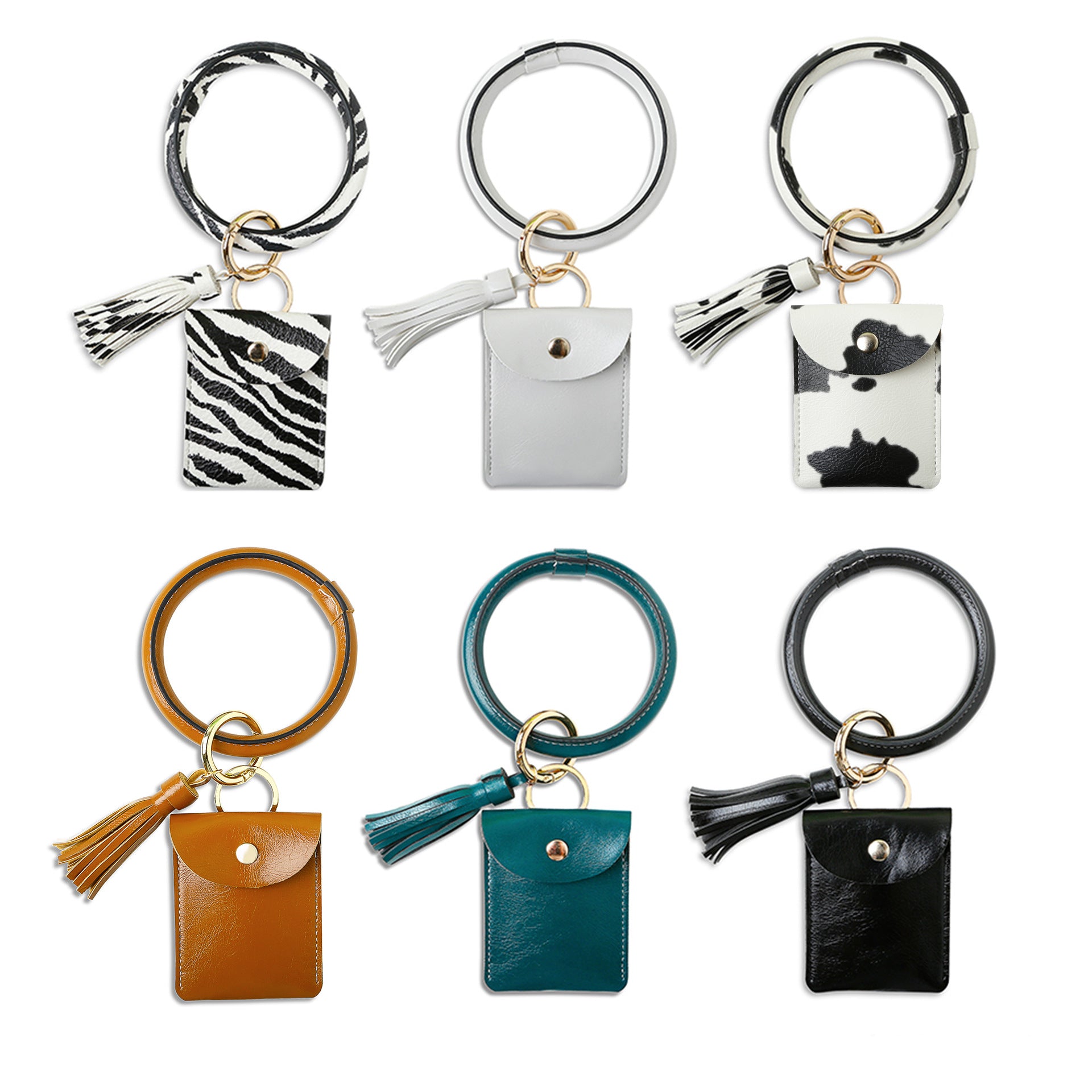 Wholesale PU Leather Tassel Coin Purse Wrist Keychain